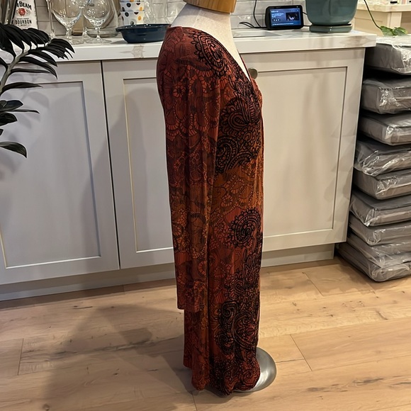 VGUC Desigual red faux wrap dress with black floral embroidery. - Picture 6 of 10